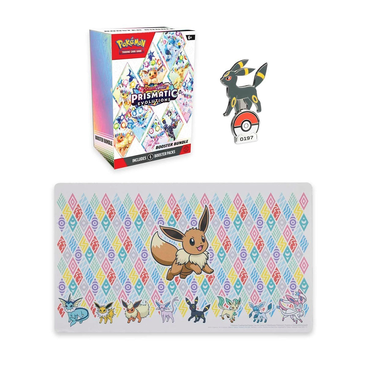 Prismatic Evolutions Booster Packs, Umbreon Pin & Playmat Bundle