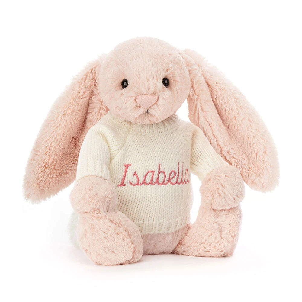 Bashful Blush Bunny with Personalized Cream Jumper