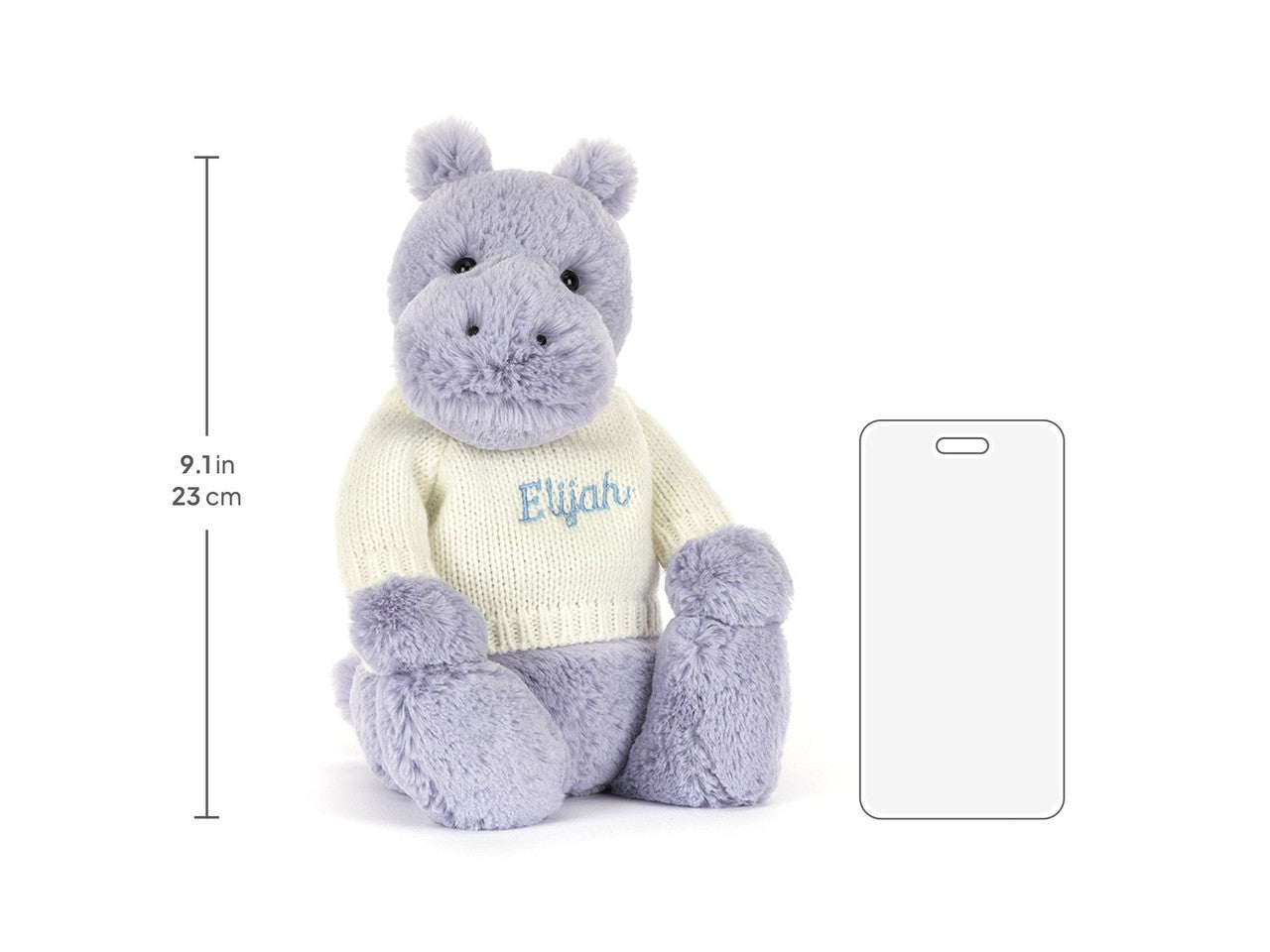 Bashful Hippo with Personalized Cream Jumper