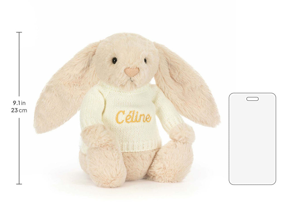 Bashful Luxe Bunny Willow with Personalized Cream Jumper
