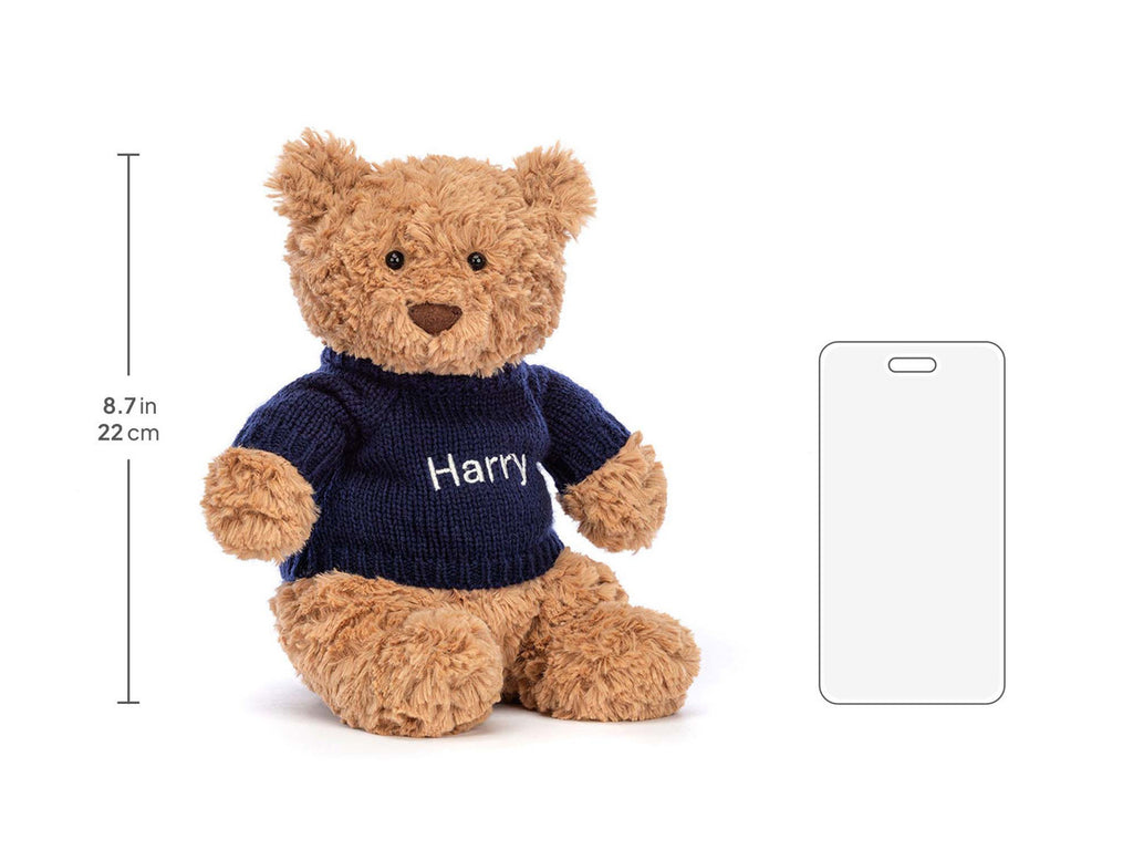 Bartholomew Bear with Personalized Navy Jumper