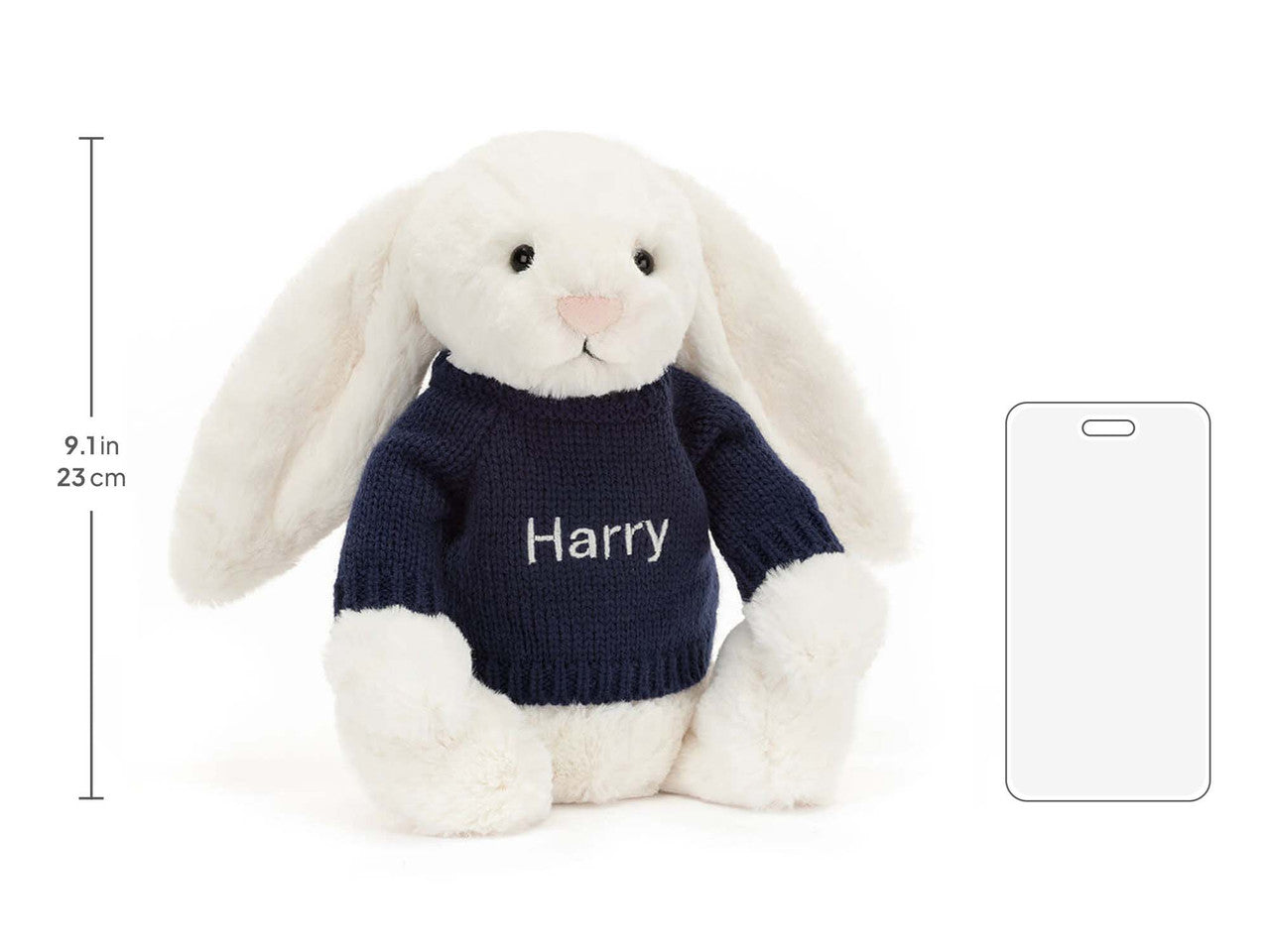 Bashful Cream Bunny with Personalized Navy Jumper