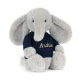 Bashful Luxe Elephant Thuddeus with Personalized Navy Jumper