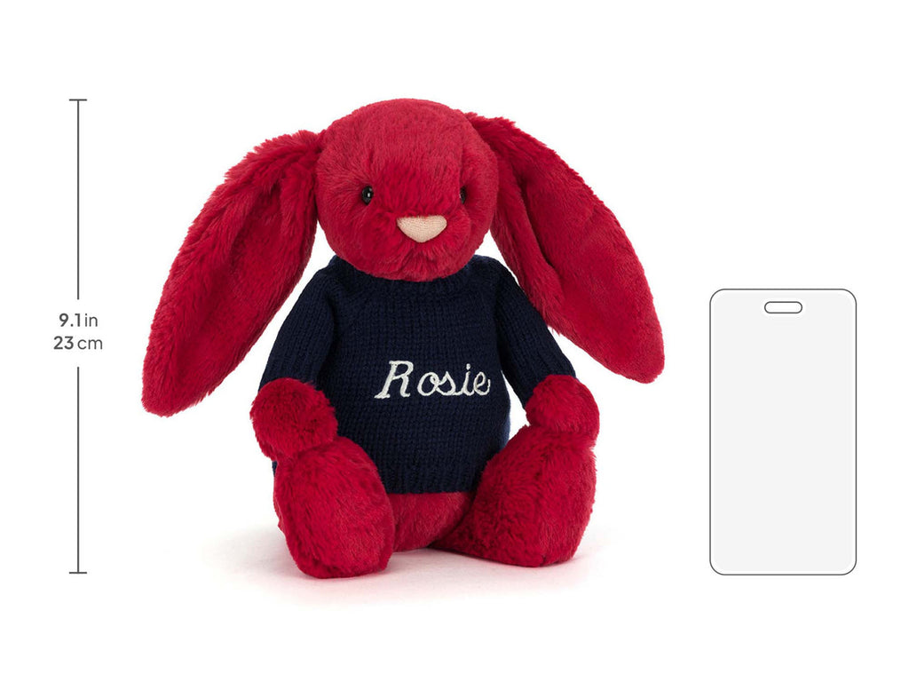 Bashful Luxe Bunny Scarlett with Personalized Navy Jumper