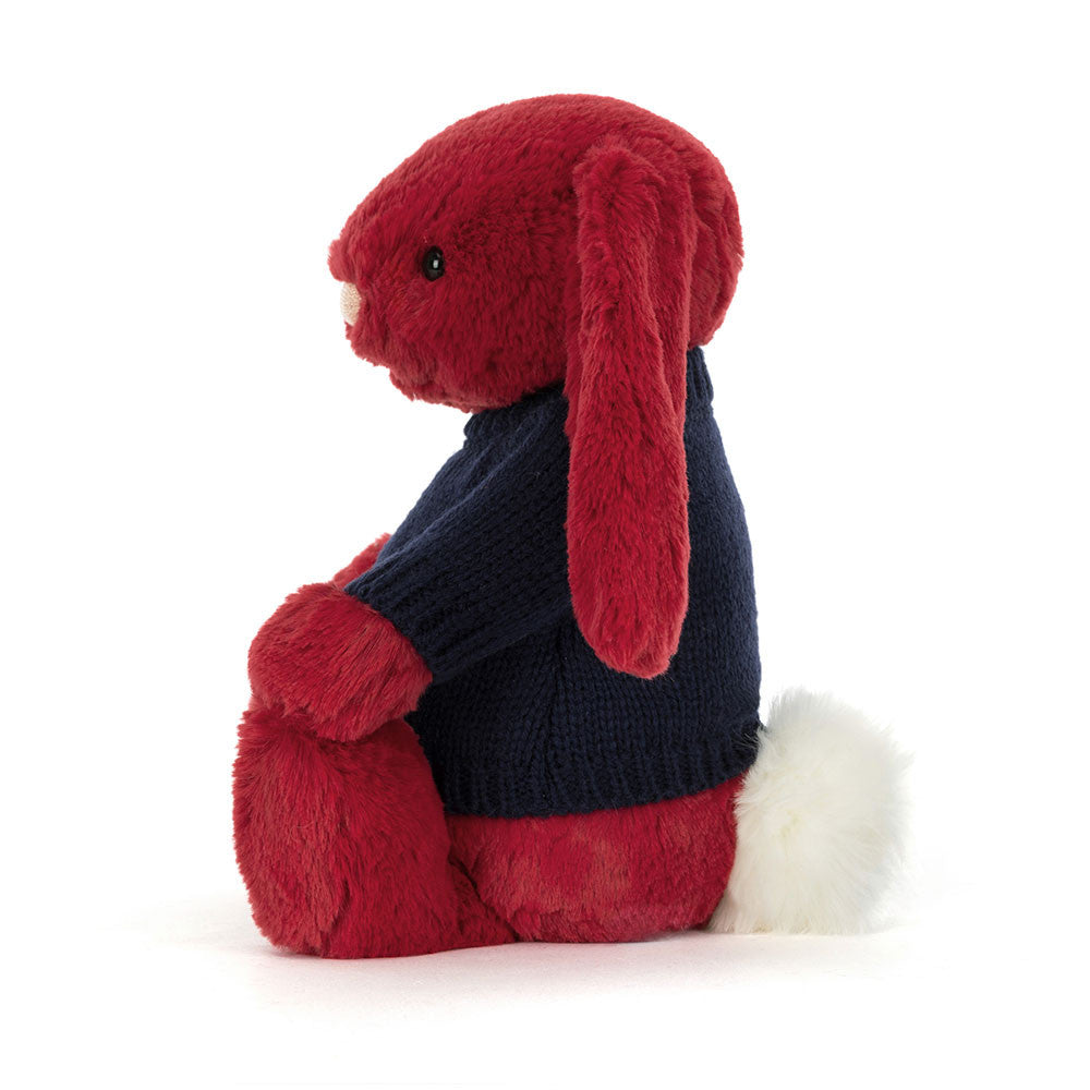 Bashful Luxe Bunny Scarlett with Personalized Navy Jumper