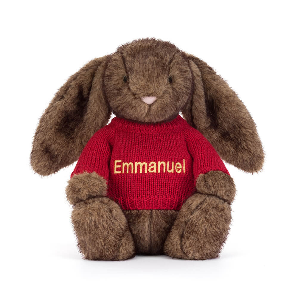 Hoppleston Luxe Bunny with Personalized Red Jumper