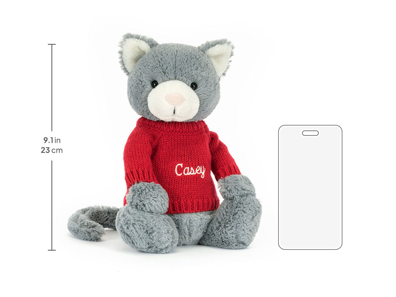Bashful Kitten with Personalized Red Jumper