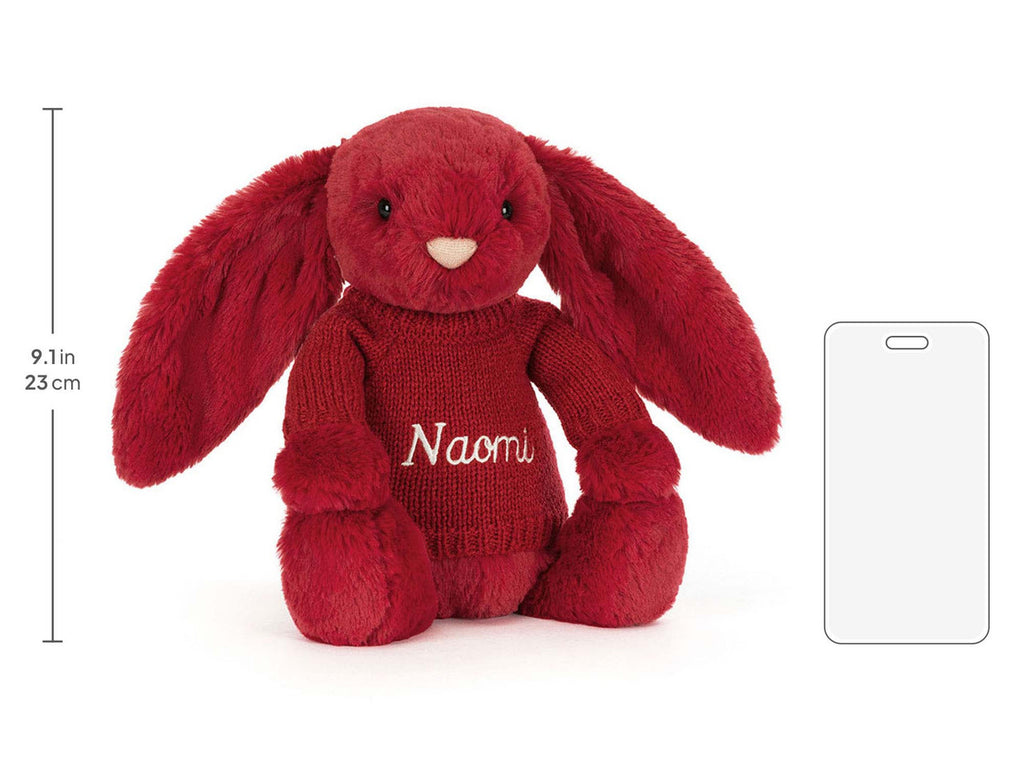 Bashful Luxe Bunny Scarlett with Personalized Red Jumper