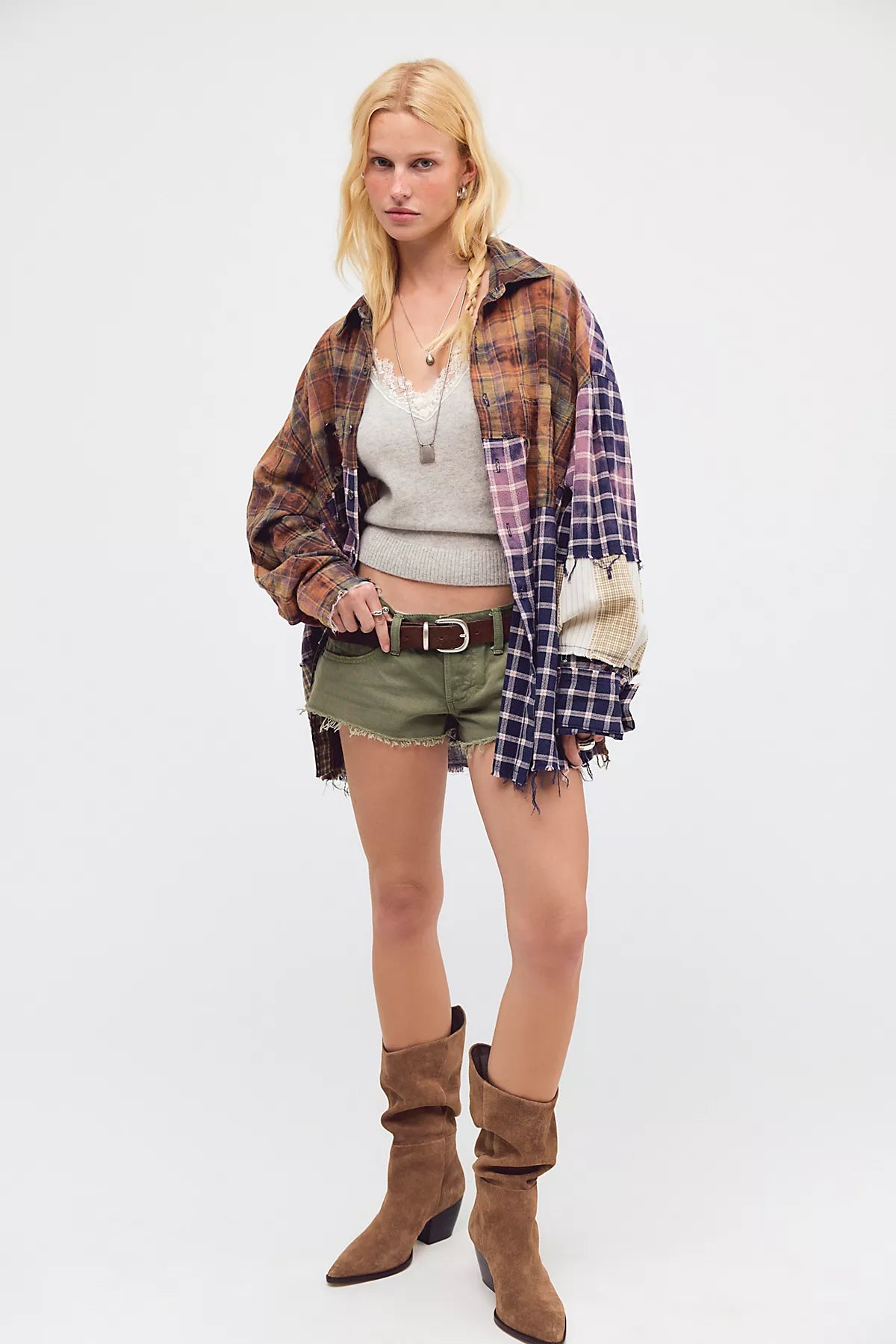 The Tales Repaired Mixed Flannel Shirt