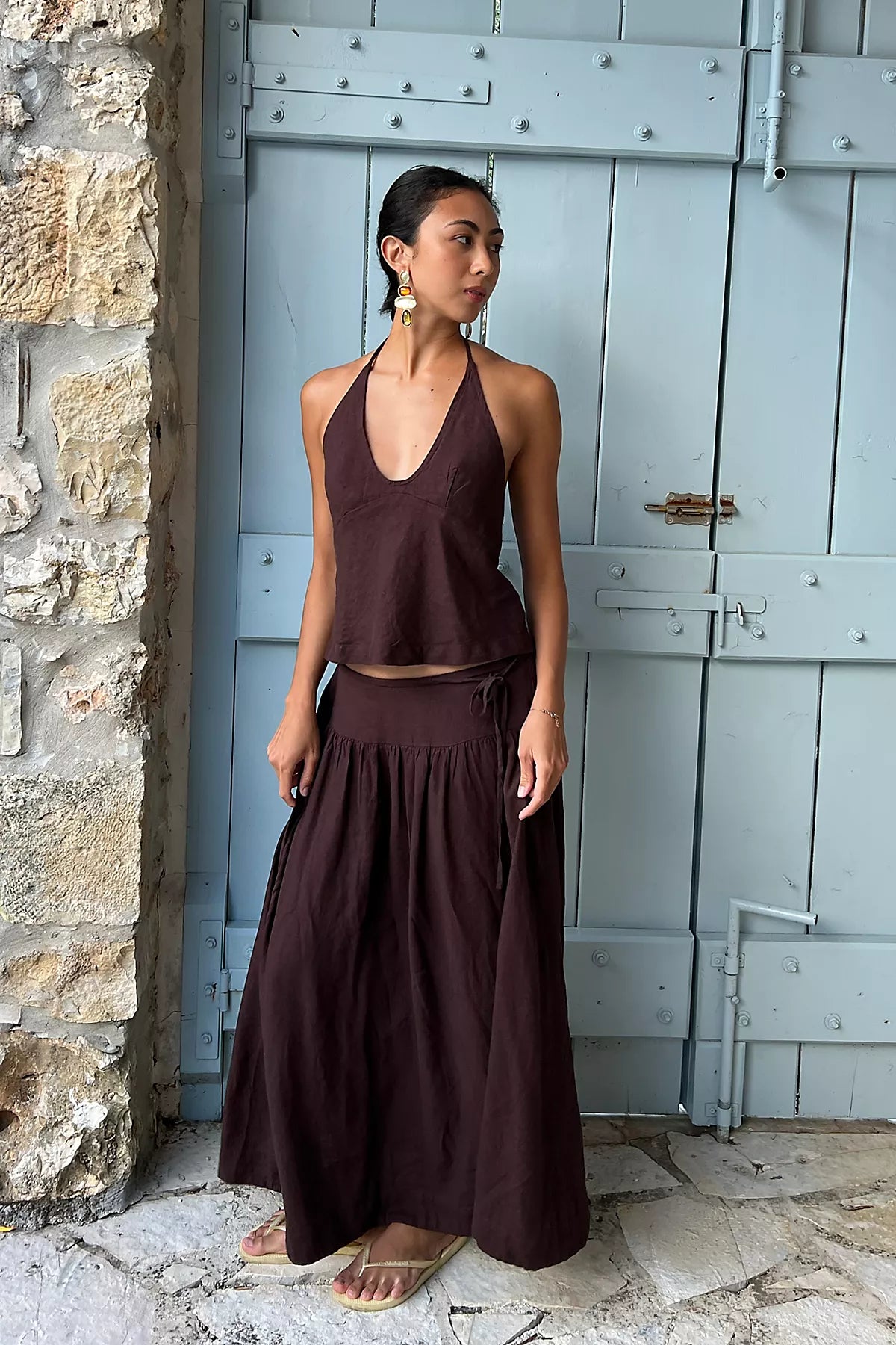 Sandshell Linen Skirt Set