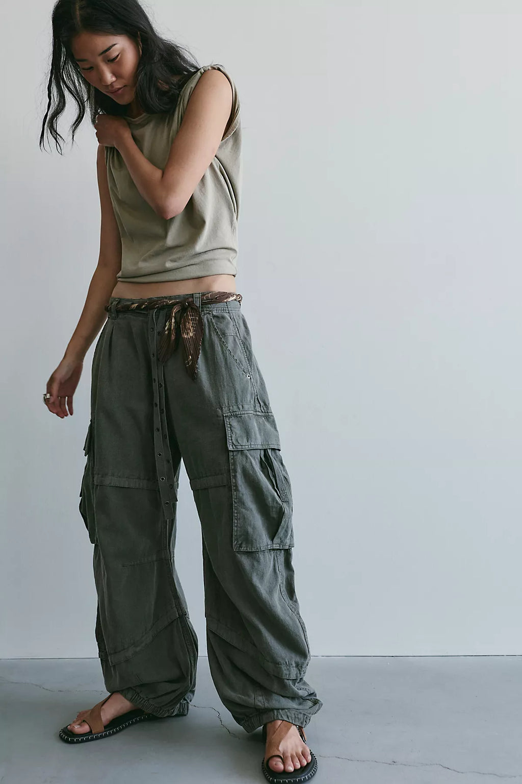 We The Free Reef Curved Linen Cargo Pants