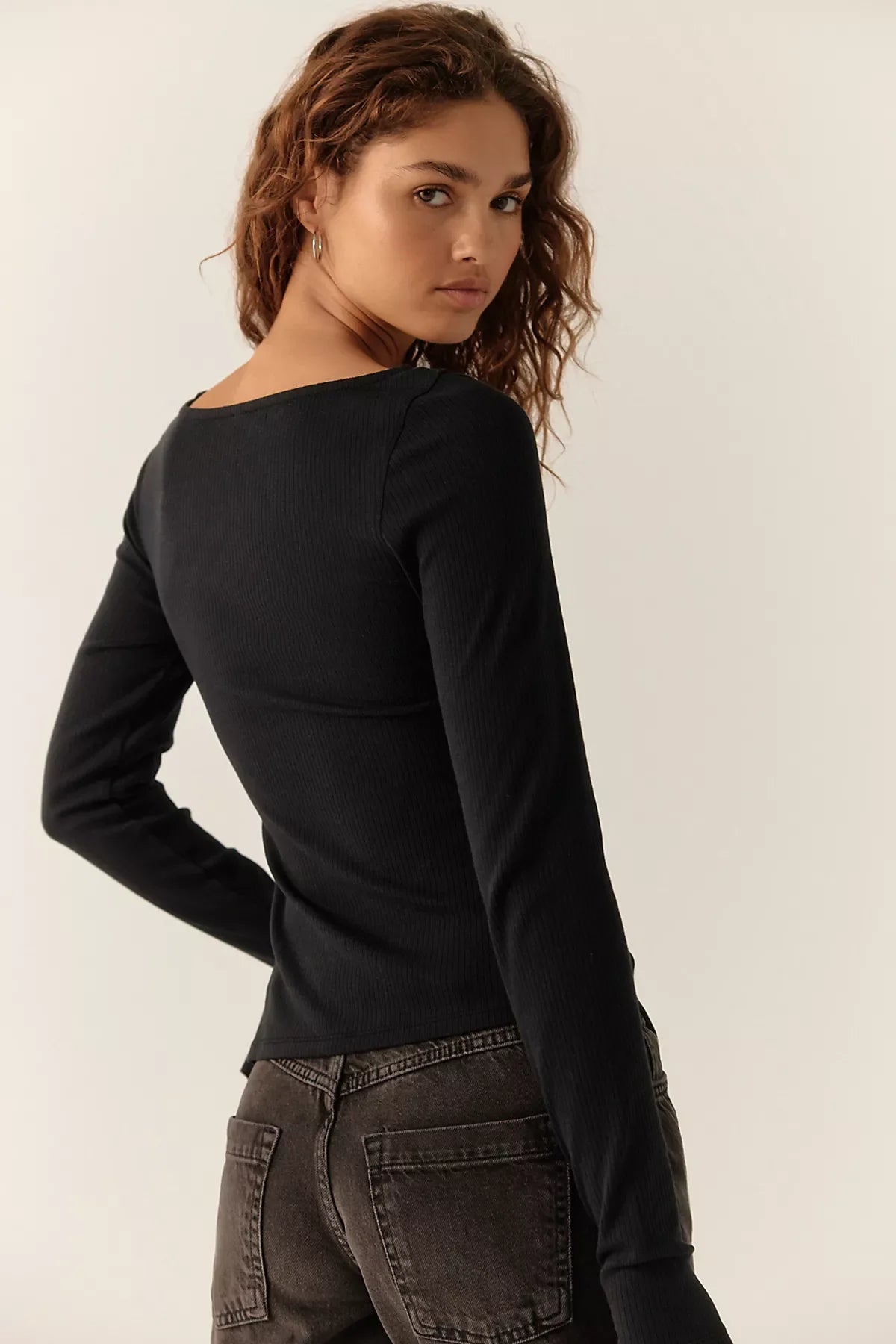 Over You Asymmetric Long Sleeve Top