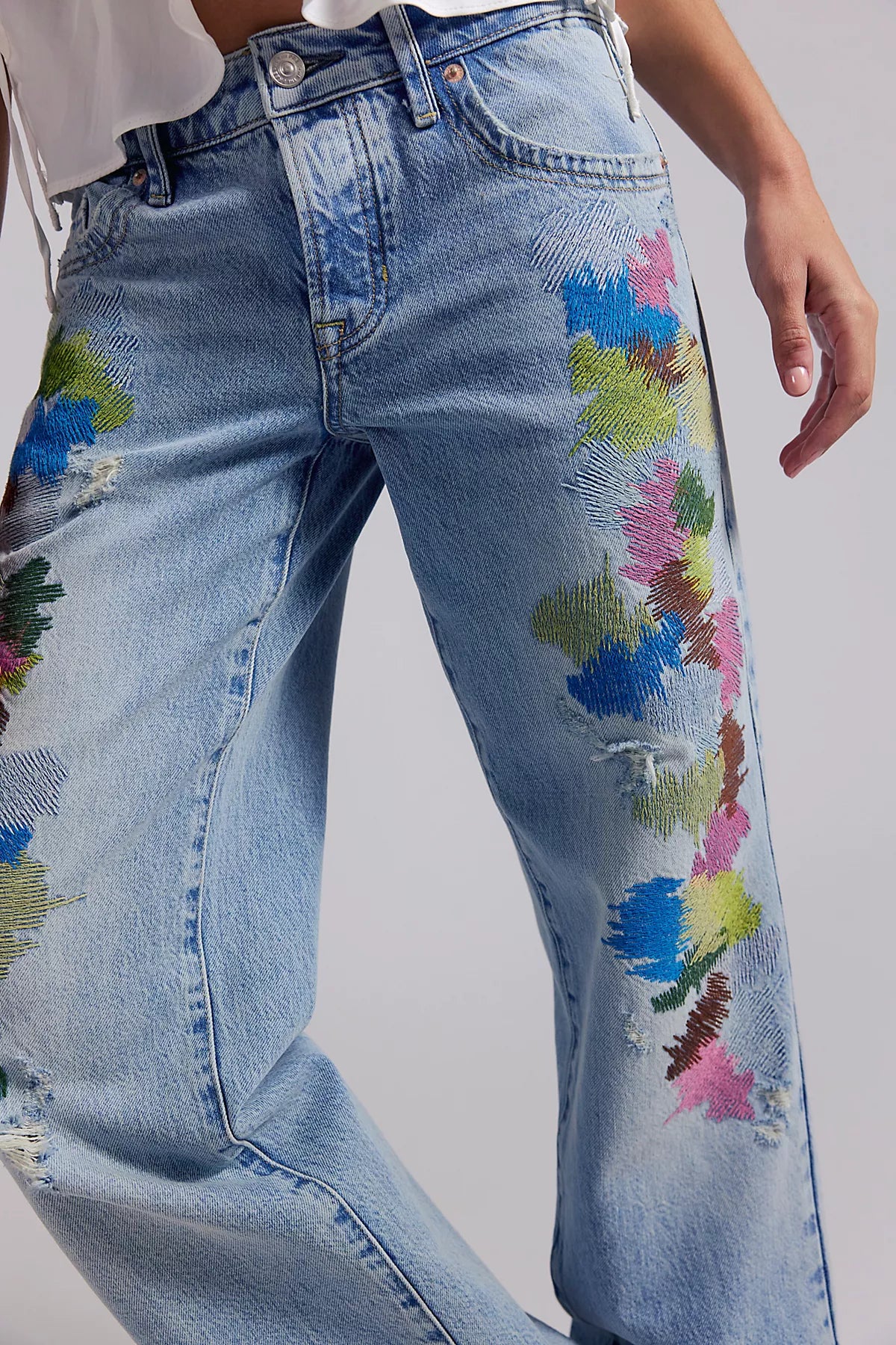 We The Free Tennessee Low-Rise Embroidered Boyfriend Jeans