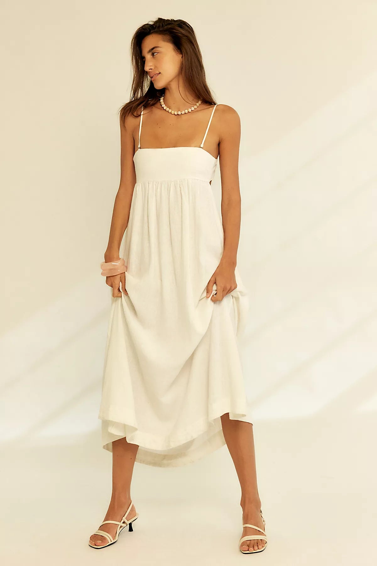 Sandshell Linen Halo Babydoll Midi Dress