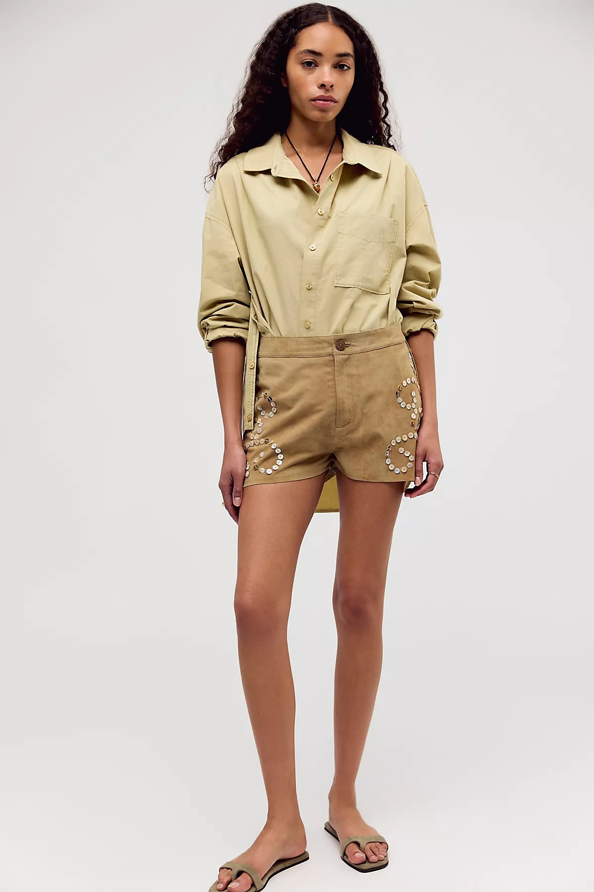 Nigel Preston Embellished Suede Shorts