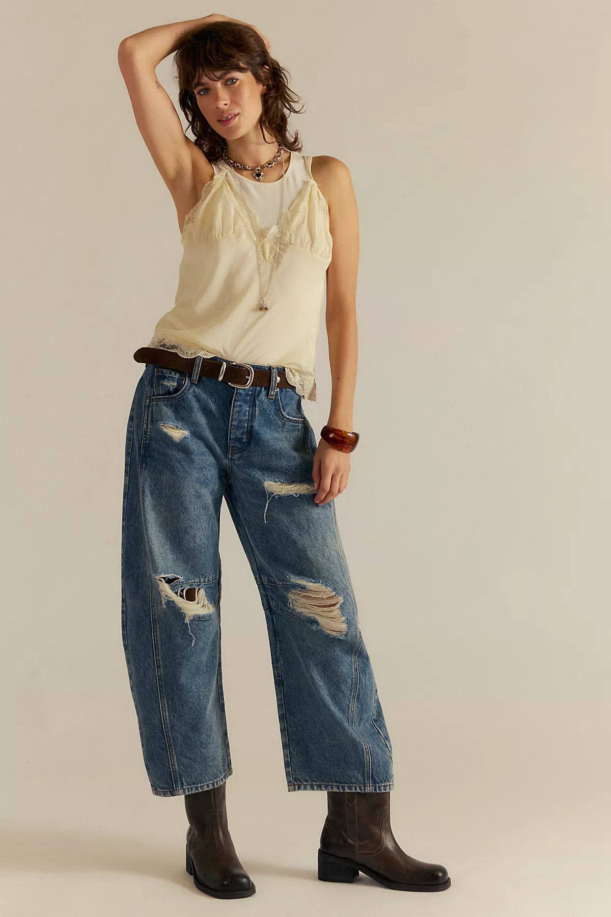 We The Free Good Luck Mid-Rise Barrel Jeans