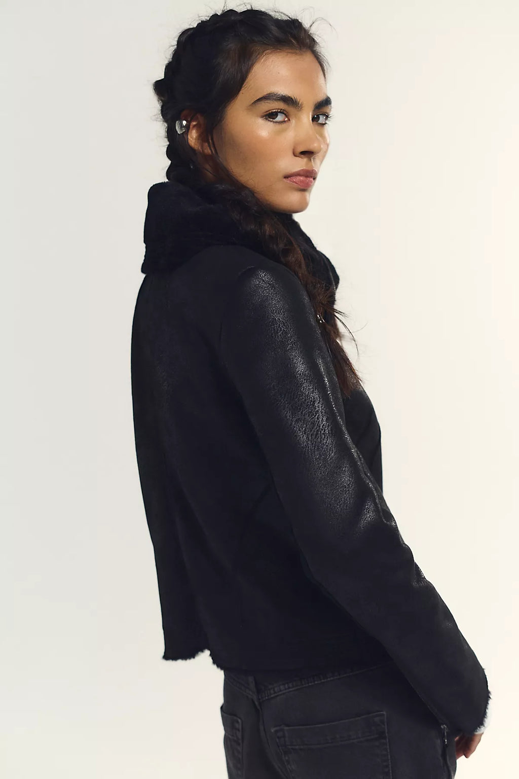 We The Free Fourline Shearling Aviator Jacket