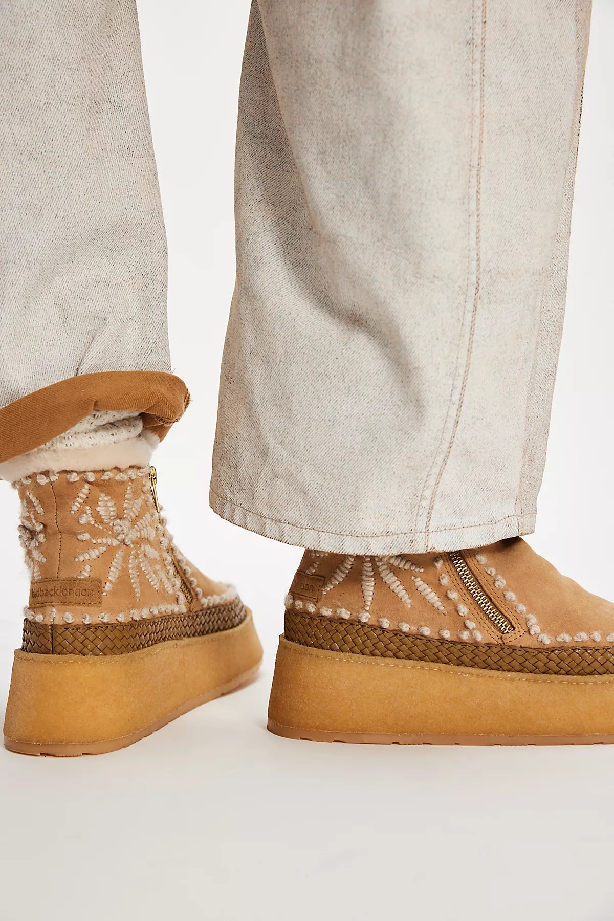 Setsu Platform Floral Stitched Boots
