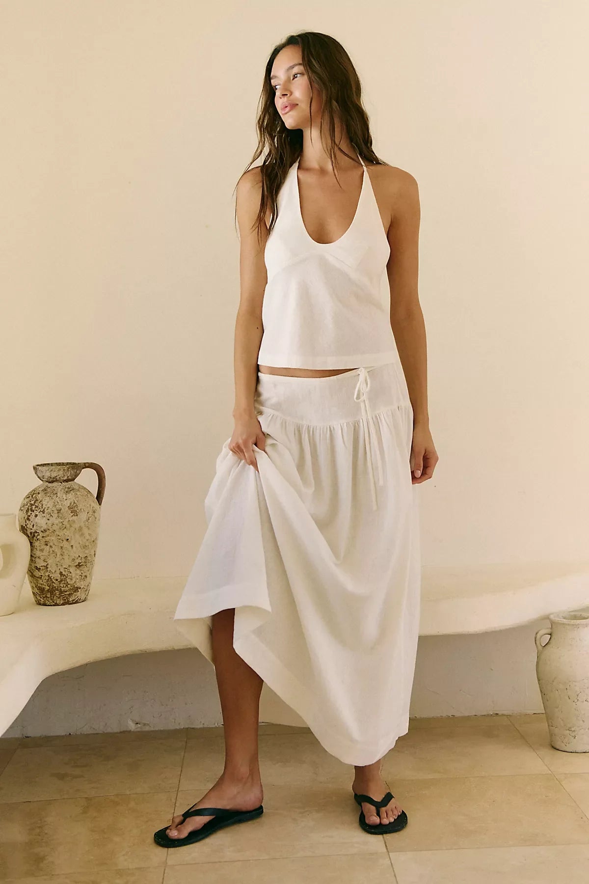 Sandshell Linen Skirt Set