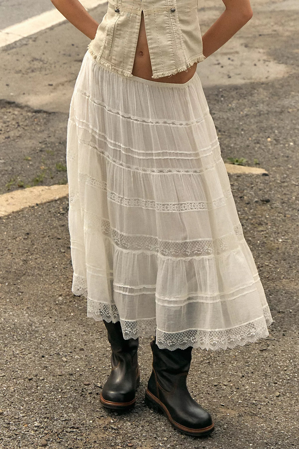 FP One Lily Lace Midi Skirt
