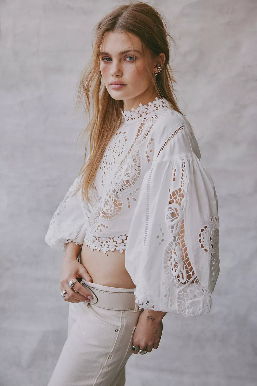 Hannah Embroidered Cutwork Top