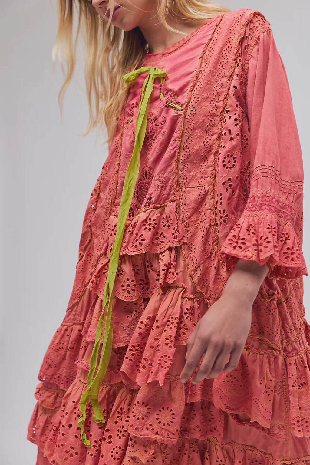Magnolia Pearl Carmen Eyelet Ruffle Midi Dress