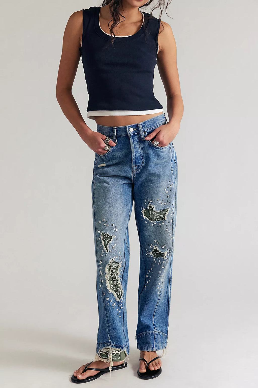 Tricia Fix Stick Around Studded Bandana Jeans