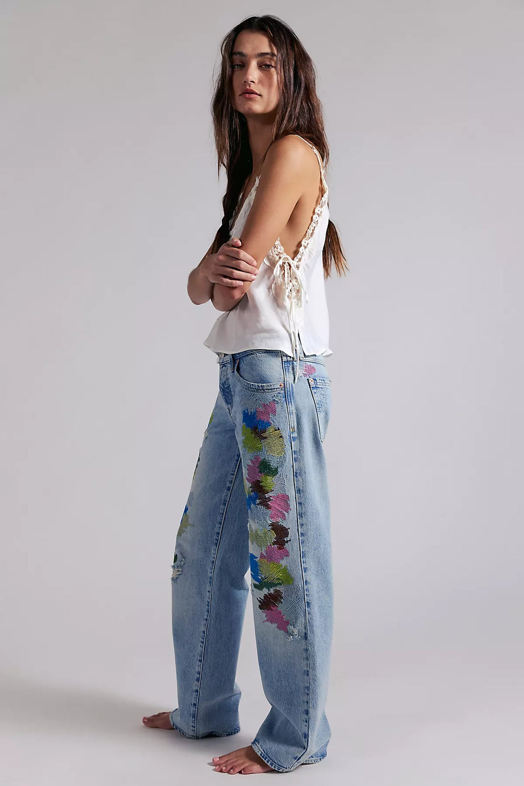 We The Free Tennessee Low-Rise Embroidered Boyfriend Jeans
