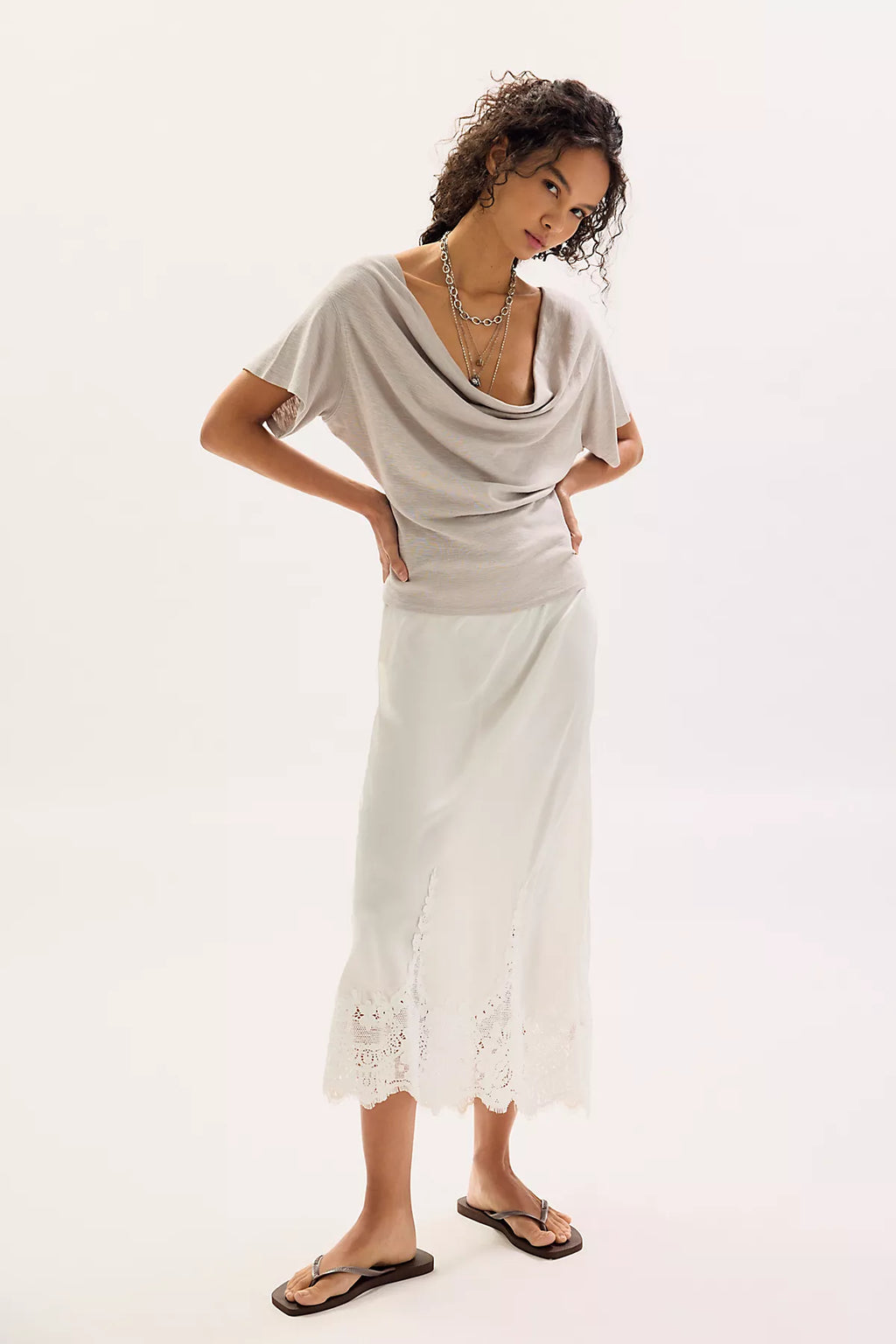 We The Free Tinsley Waterfall Cowl-Neck Top