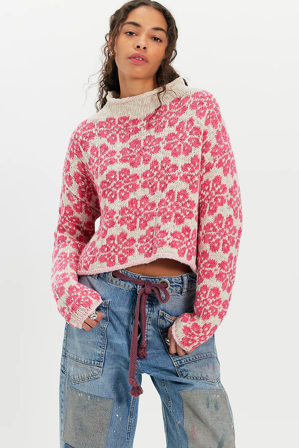 Opal Rollneck Knit Patterned Sweater