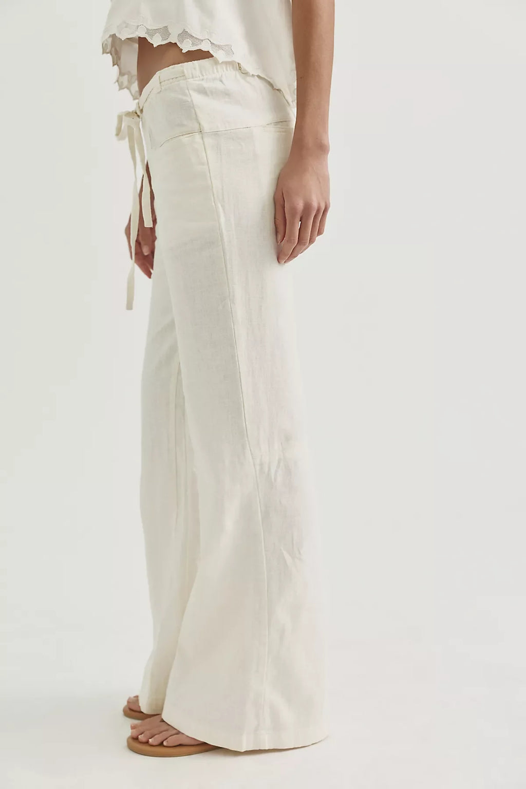 Break The Ice Linen Slouch Flare Pants