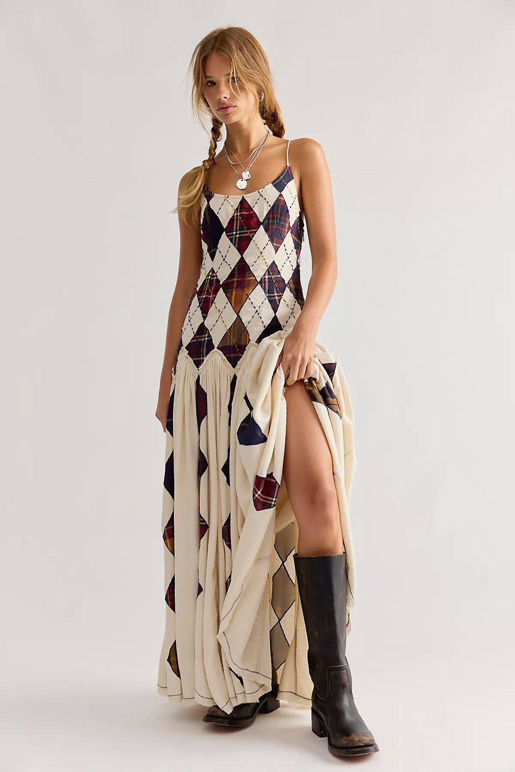 Amara Argyle Patched Maxi Dress