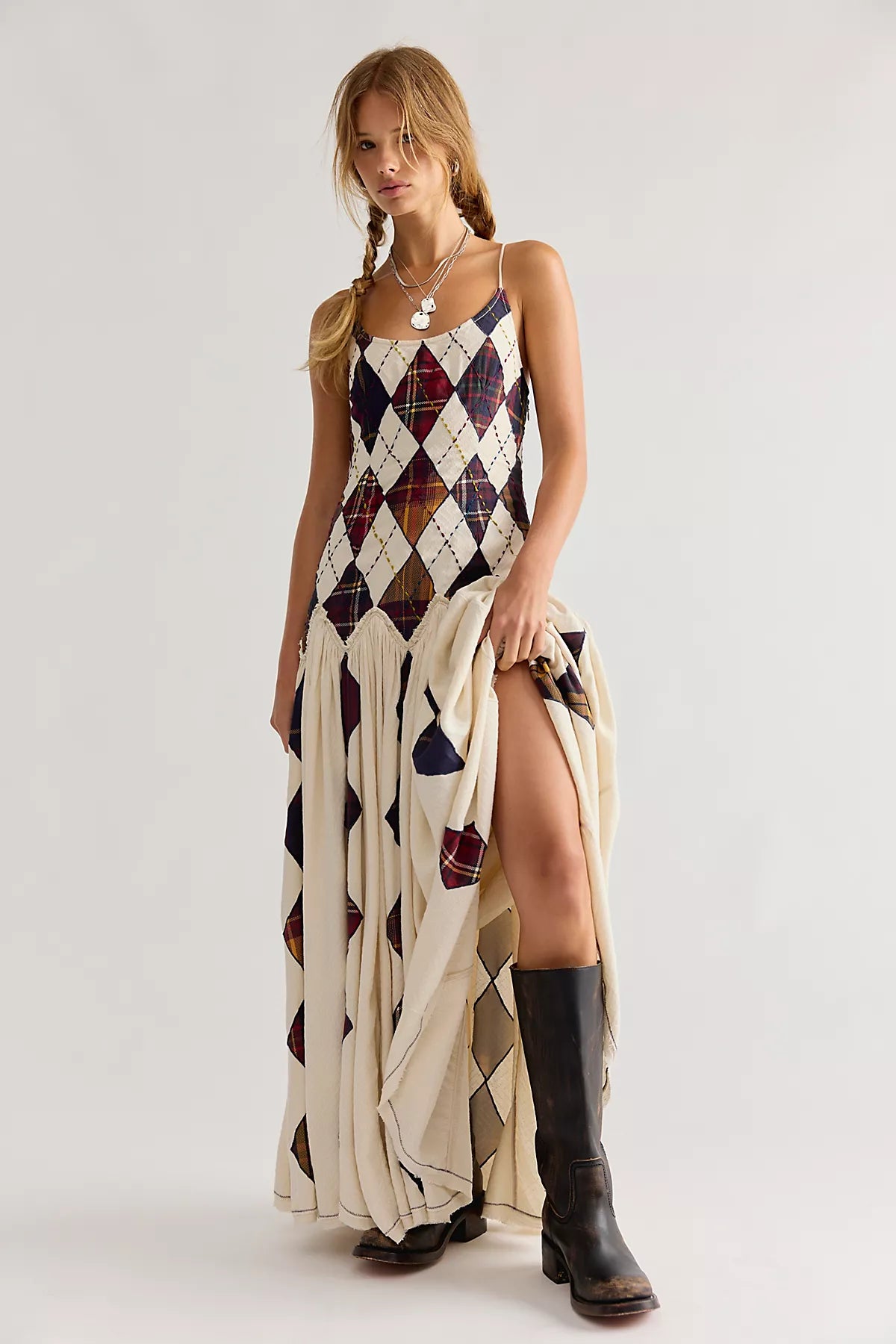 Amara Argyle Patched Maxi Dress