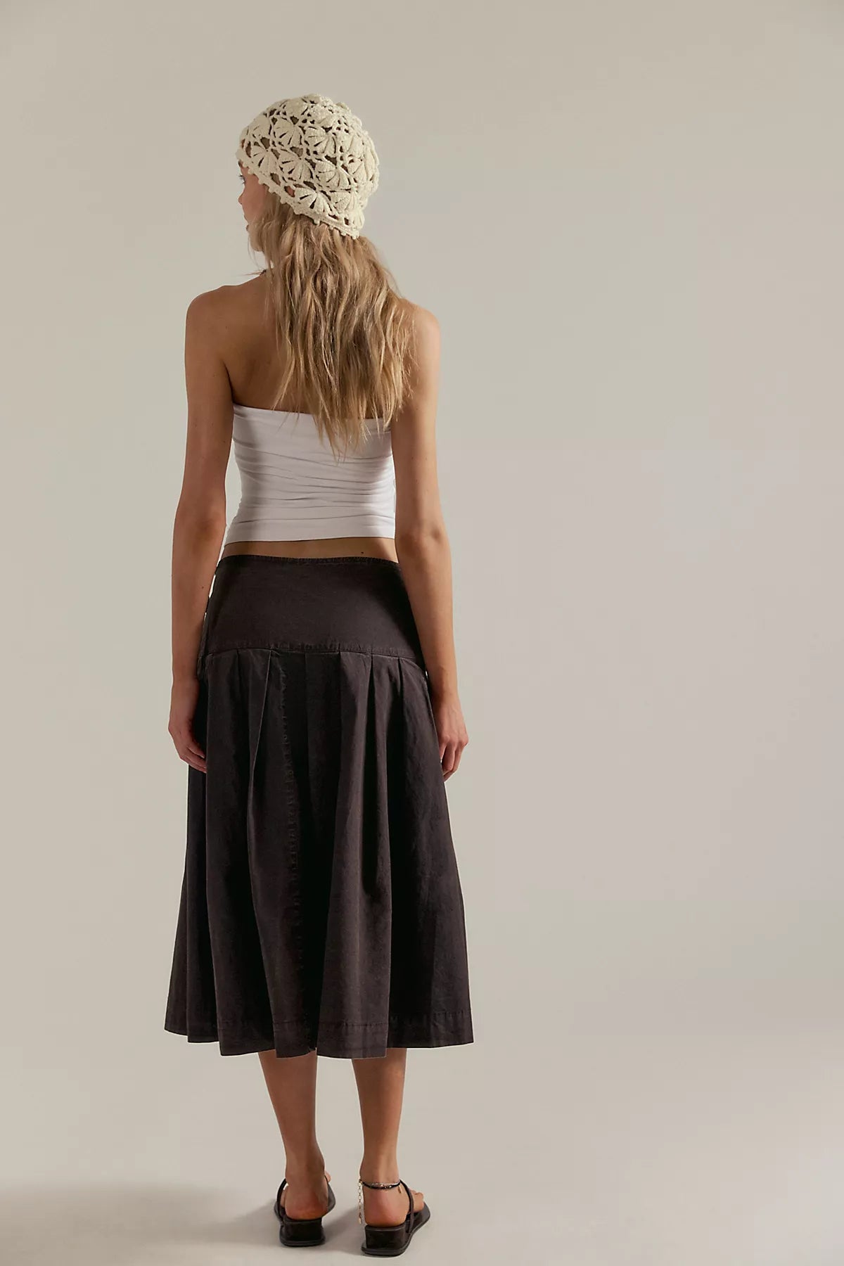 We The Free Skipper Pleated Chino Midi Skirt
