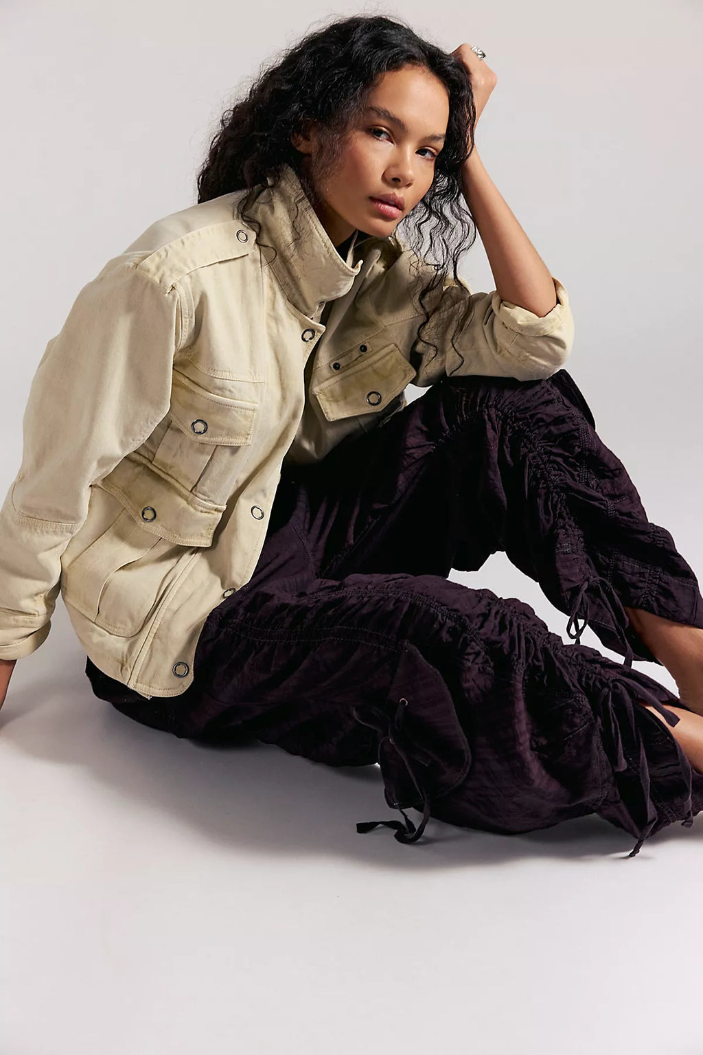 We The Free Scorpio Shirred Mid-Rise Cargo Pants