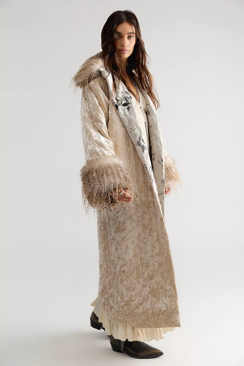Anna Sui Quilted Velvet Coat