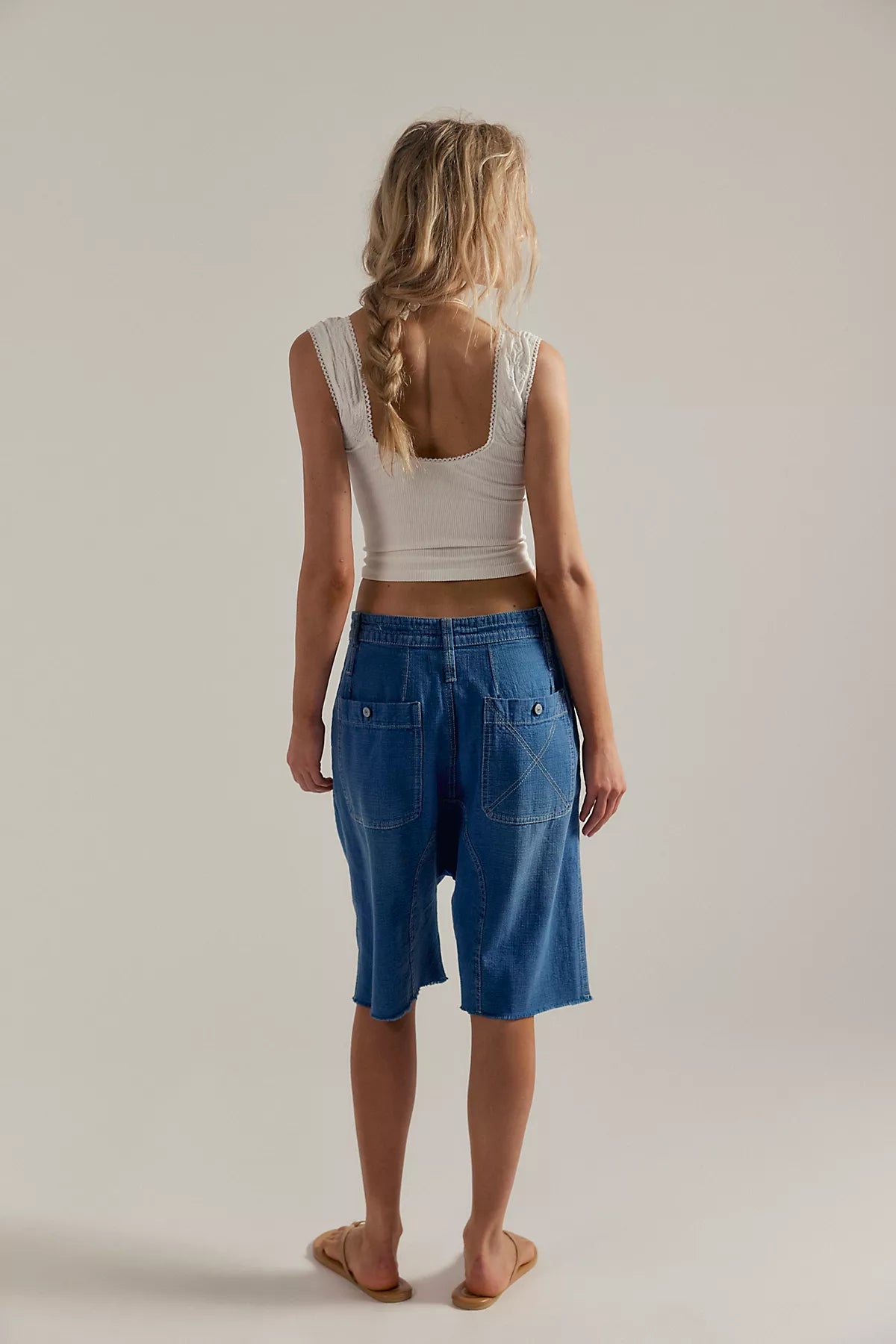 We The Free Sage Denim Harem Shorts