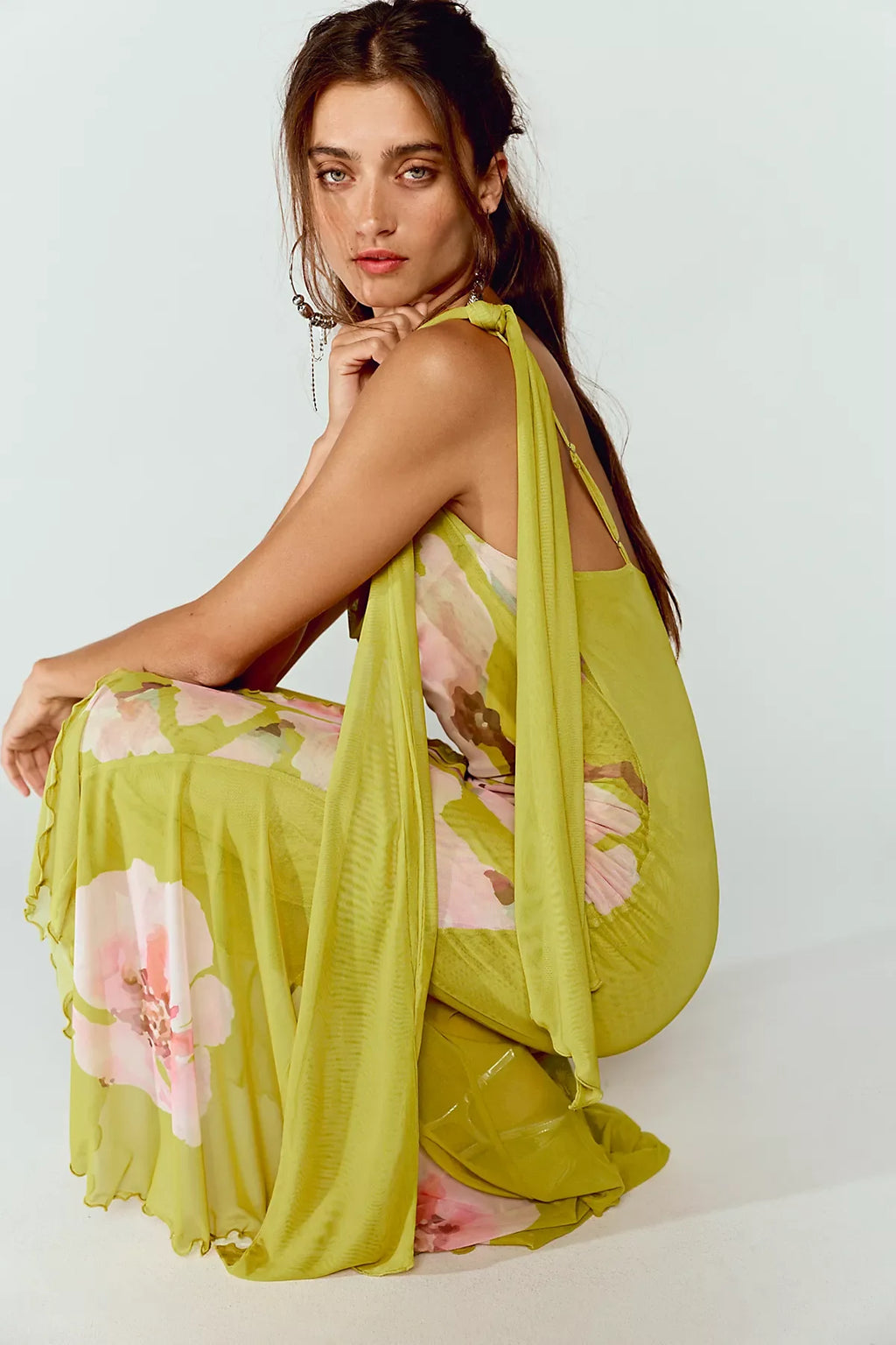 SAEMDI Floral Slip Midi Dress