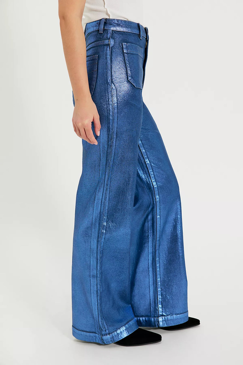 Rolla's Metallic Sailor High-Rise Wide-Leg Jeans