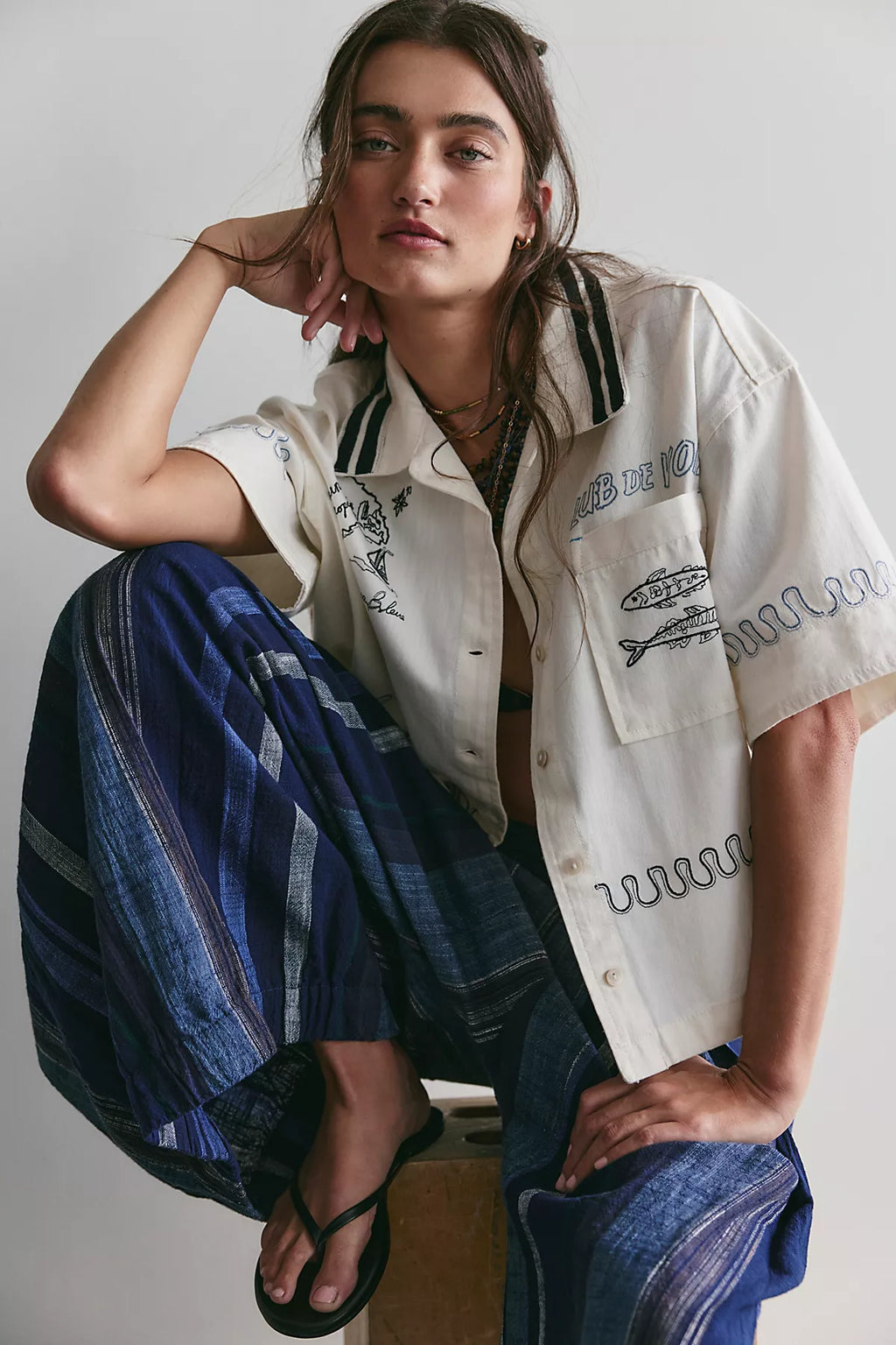 We The Free Castaway Camp Embroidered Button-Down