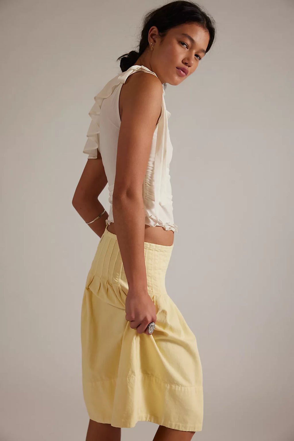 We The Free Peyton Pintuck Denim Midi Skirt