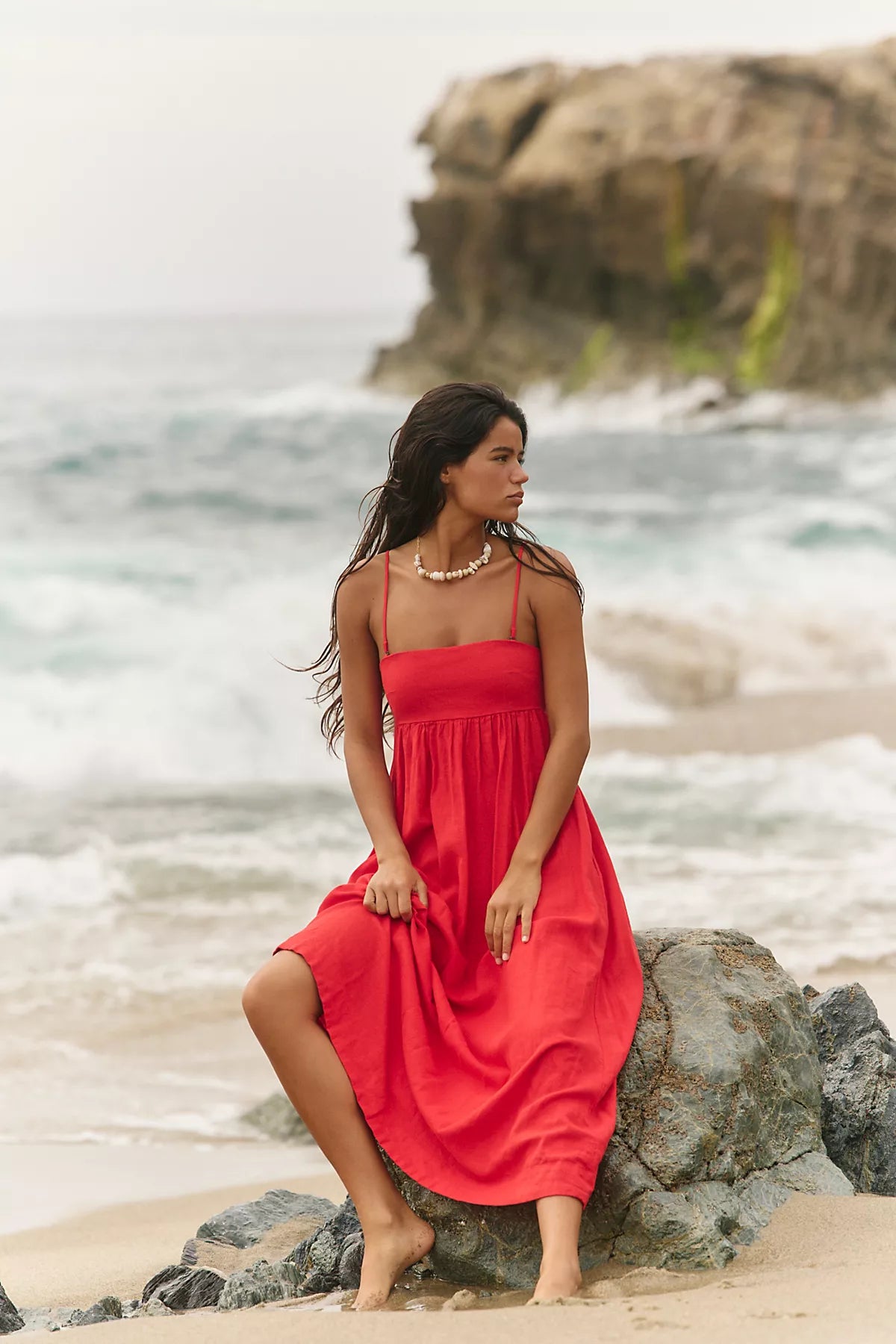 Sandshell Linen Halo Babydoll Midi Dress