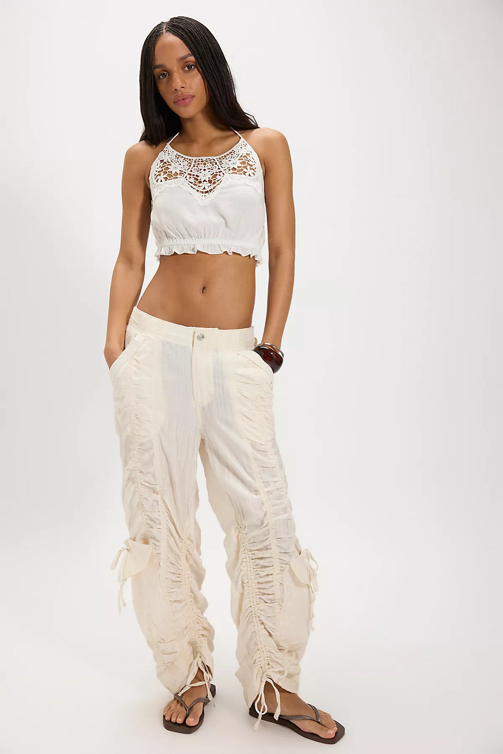 We The Free Scorpio Shirred Mid-Rise Cargo Pants