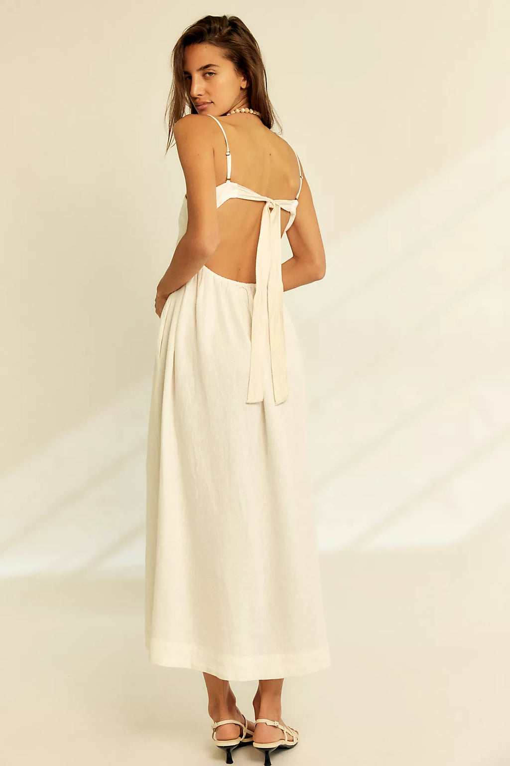 Sandshell Linen Halo Babydoll Midi Dress