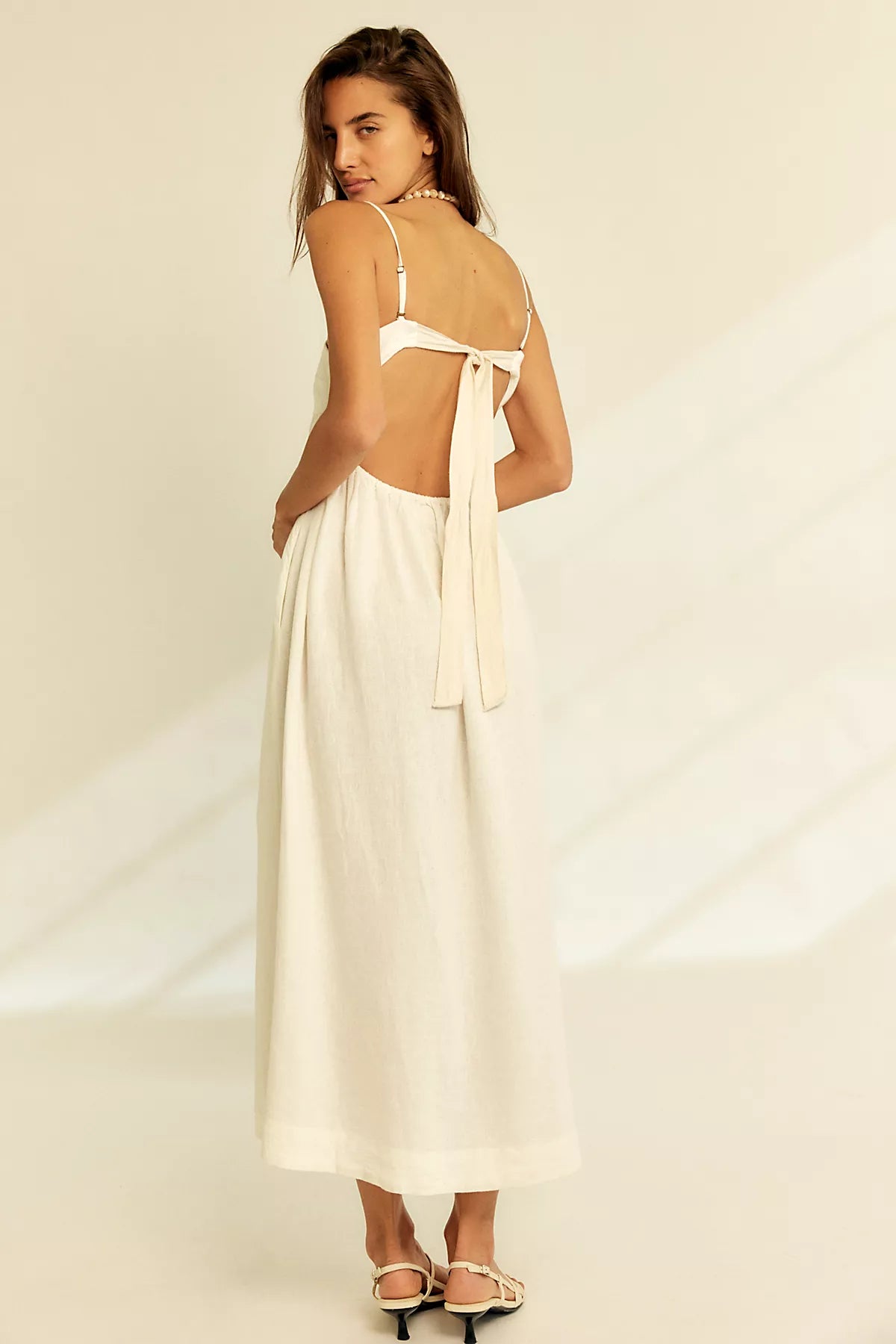 Sandshell Linen Halo Babydoll Midi Dress