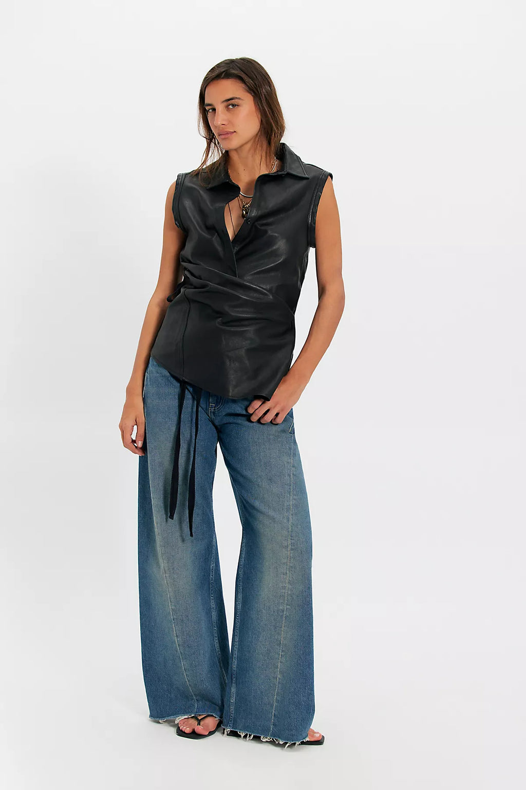 Nicholas K Sleeveless Leather Roux Top