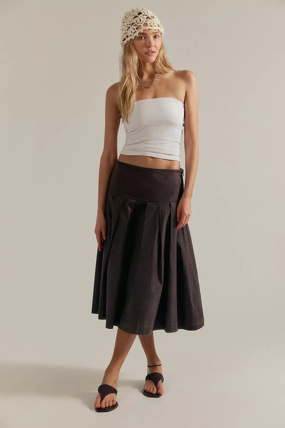 We The Free Skipper Pleated Chino Midi Skirt