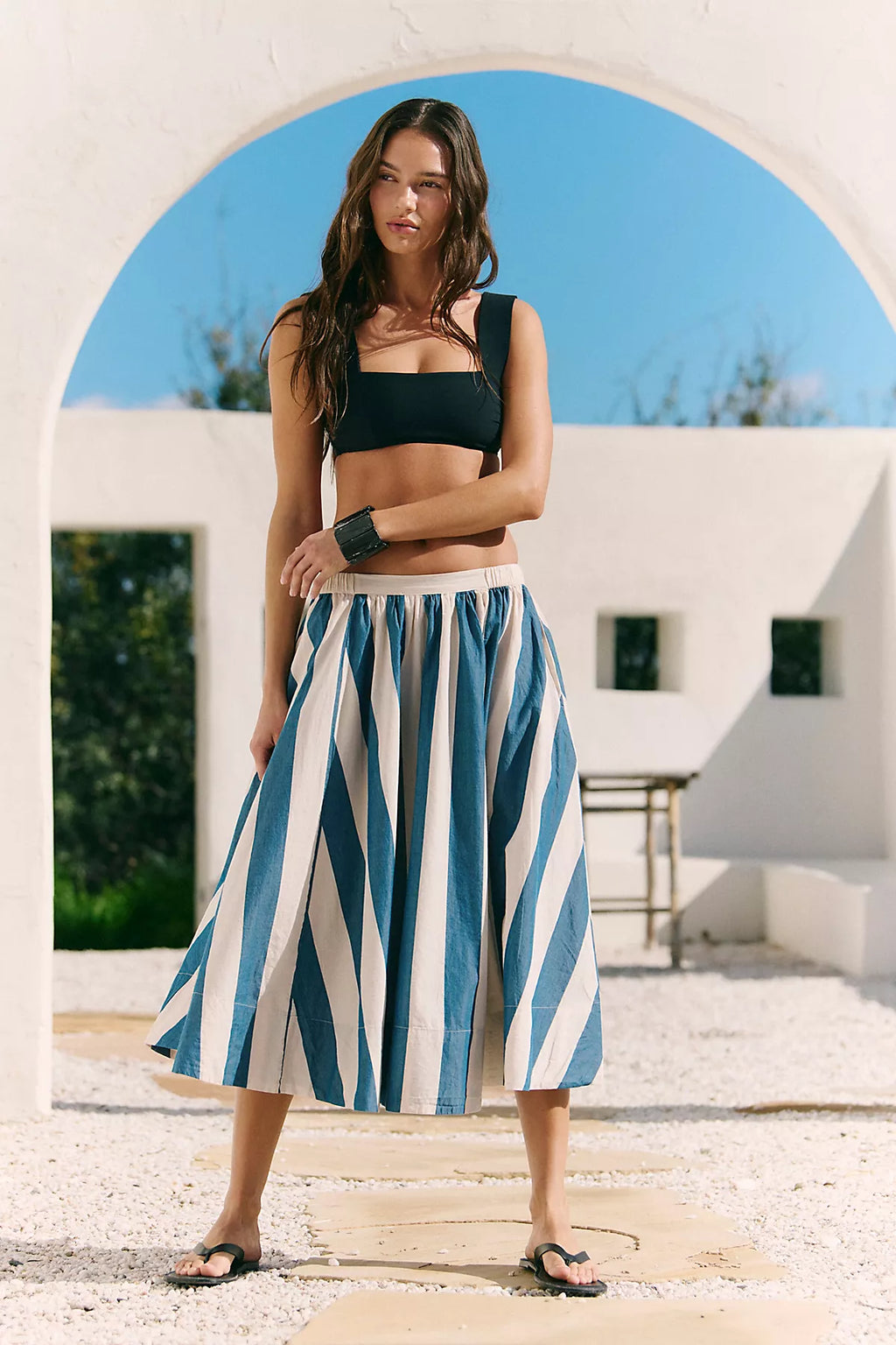 Lowen Striped Midi Skirt