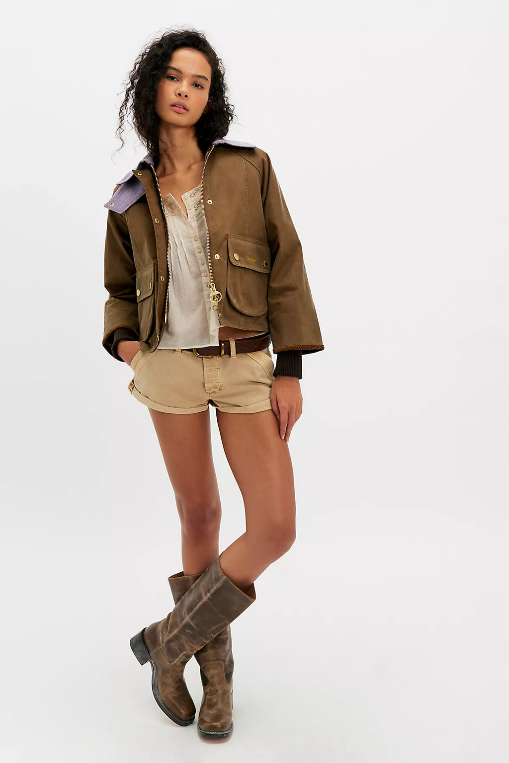 Barbour Cropped Beadnell Waxed Jacket