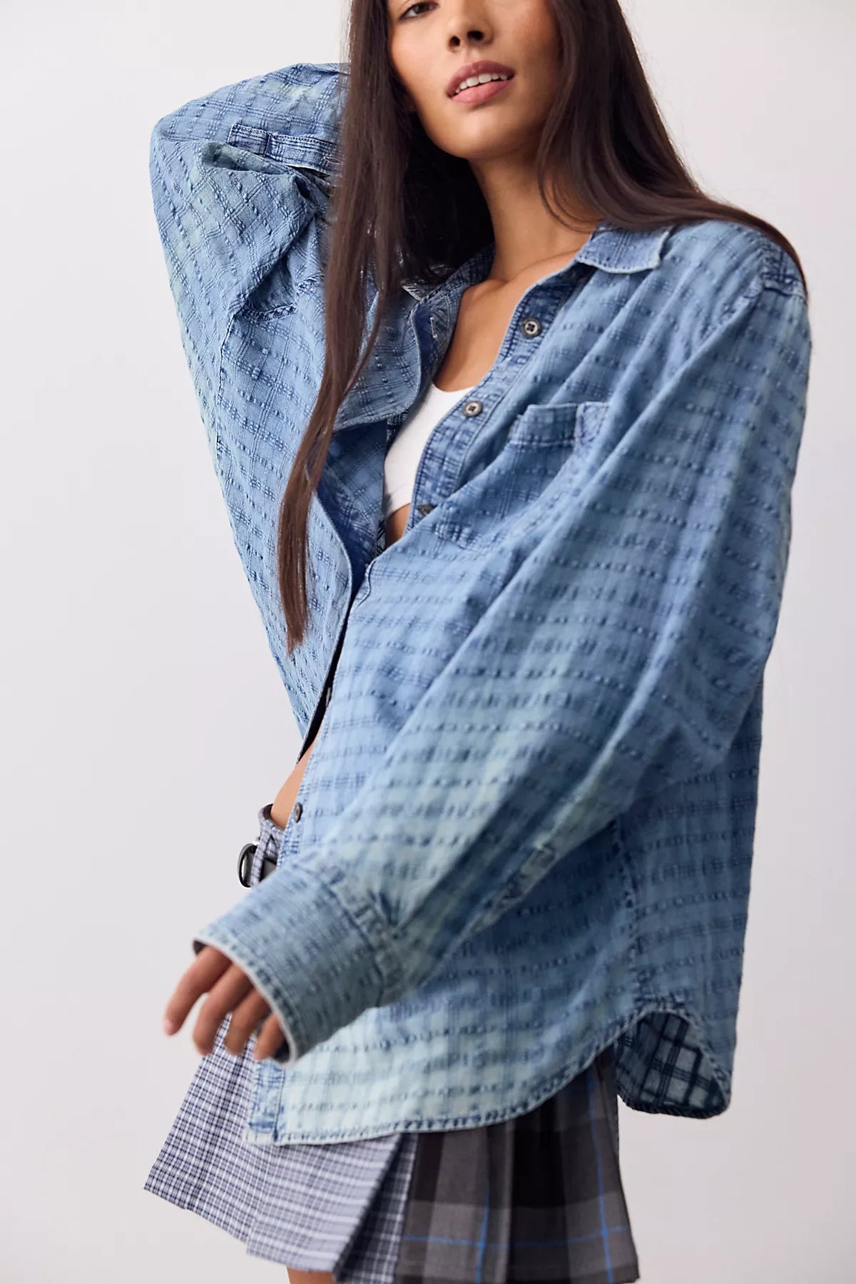 We The Free Sabine Indigo Dobby Button Down